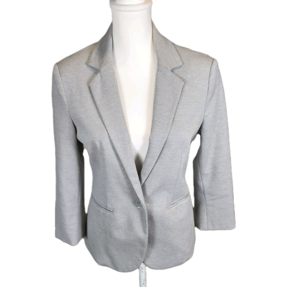 Nicole Miller Original Jacket Blazer Womens Small Light Gray Stretch Career Chic